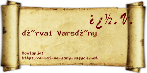 Árvai Varsány névjegykártya